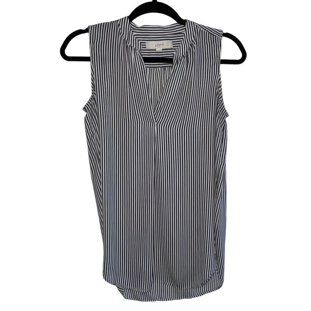 Loft Grey & White Striped Tank Top